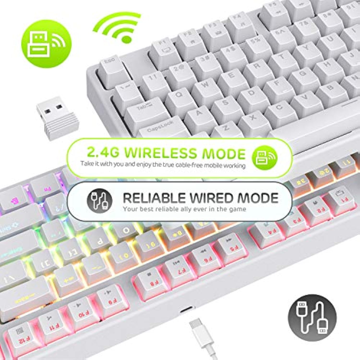 Rk87 Sink87G Rgb 80% Mechanical Keyboard, Wireless 2.4G Tenkeyless Mechanical