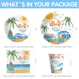 Surf'S Up Party Decorations Tableware For Boys - Surf Birthday Party Supplies, Paper Plate, Cup, Napkin, Cutlery, Tablecloth, Summer Hawaiian Beach Wave Surfing Birthday Decorations | Serve 24