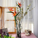 3 Pcs 32 Inch Orange Red Large Bird Of Paradise Permanent Flower,Flower Part Is Made Of Soft Rubber Pu No Fade,Artificial Flower Plants For Home Office, Flower Stem 0.5 Inch