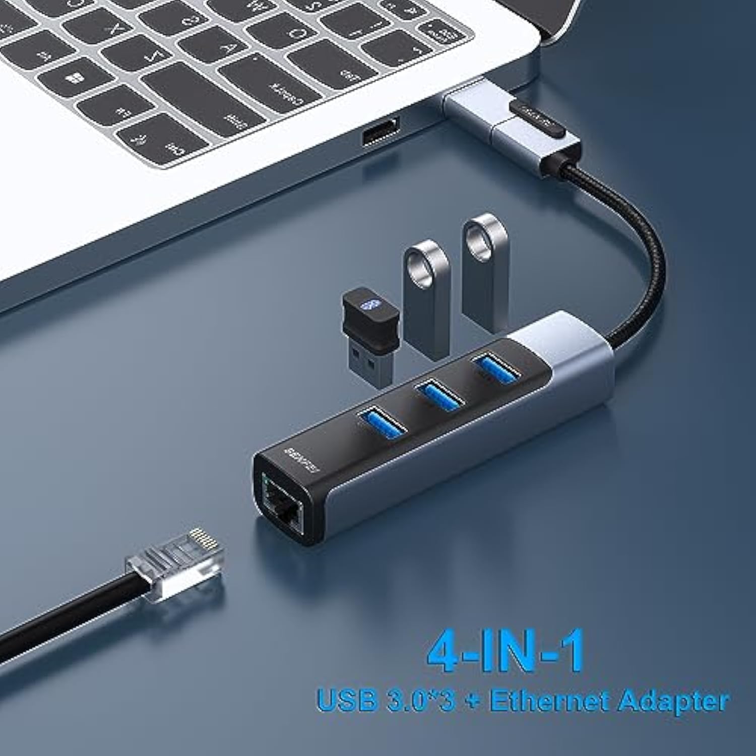 BENFEI 2in1 USB-C/USB 3.0 to Ethernet Adapter with 3*USB 3.0 Ports Compatible