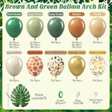 138Pcs Safari Balloon Garland Arch Kit With Dark Green Sage Green Brown Sand White Nude Gold Balloons Leaves For Jungle Safari Birthday Baby Shower Decorations