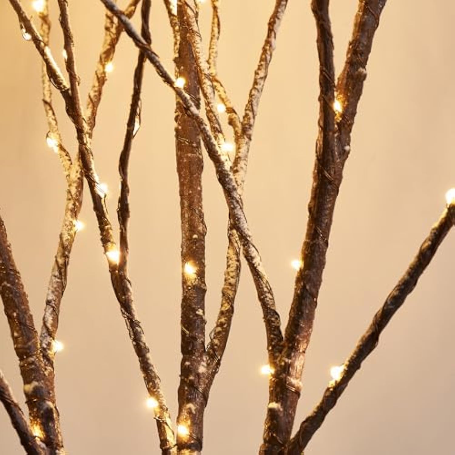 Lighted Snowy Twig Tree With Fairy Lights 4Ft 200 Led Lights, Flocked Tree With Lights For Home Thanksgiving Christmas Holiday Decoration Indoor Outdoor