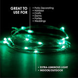 2 Sets 20 Leds Green Color String Lights Silver Wire Indoor And Outdoor 6.5 Feet Firefly Starry Fairy Lights Battery Pow