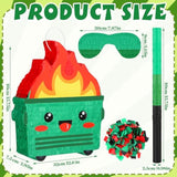 Dumpster On Fire Piñata For Birthday Party 15. 75 X 12. 6 Inch Piñata With Bat Blindfold Confetti For Baby Shower Photo Props Cinco De Mayo Fiesta Decoration Kids Teens Adults Supplies(Green)