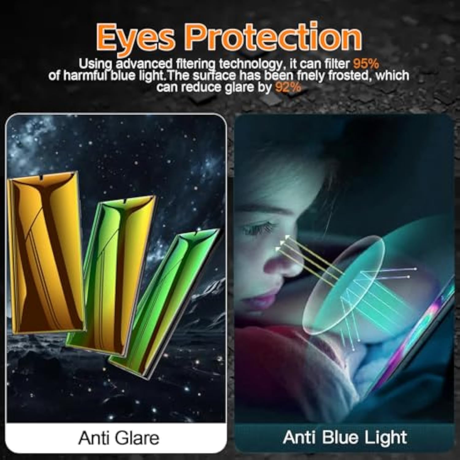 For [Samsung Galaxy S24 Ultra] Privacy Screen Protector + Camera Lens Protector, Gradient Color Anti-Spy Anti-Blue Light Full Cover Flexible Film [Not Glass], [1S Fingerprint Unlock]