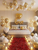 Happy Anniversary Decorations, Gold White Balloons, Heart Balloons