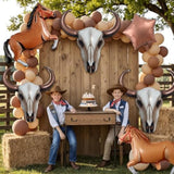 2Pcs Western Long Horn Cow Balloons – Cowboy Longhorn Foil Balloons for Cowgirl Party, Ranch Birthday, Last Rodeo Bachelorette, Halloween, and Wild West Baby Shower Decorations (25.6" x 31.5")