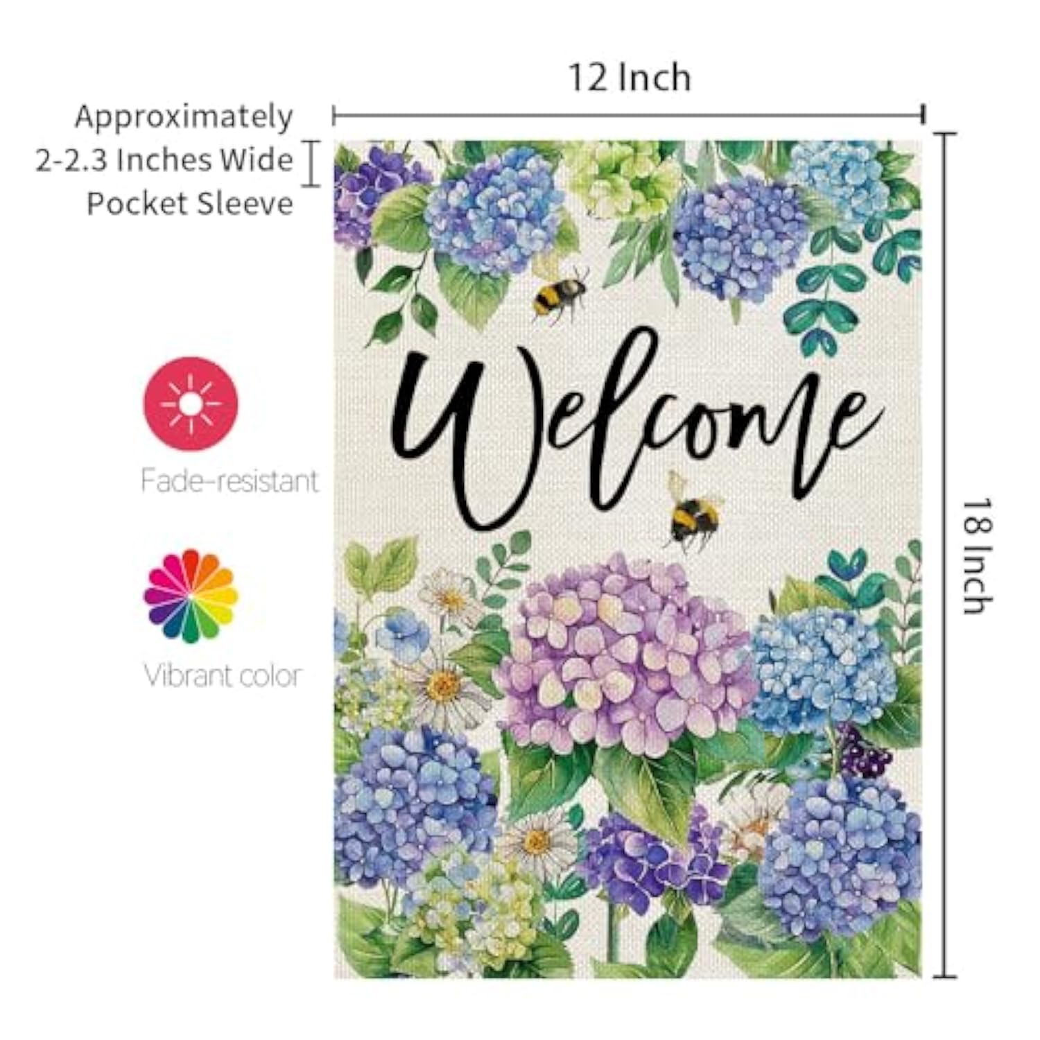 Spring Garden Flag Floral Hydrangea Double Sided 12X18 Inches Small Burlap Welcome Holiday Seasonal Yard Decoration For Outside Porch Cf1751-12
