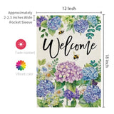 Spring Garden Flag Floral Hydrangea Double Sided 12X18 Inches Small Burlap Welcome Holiday Seasonal Yard Decoration For Outside Porch Cf1751-12