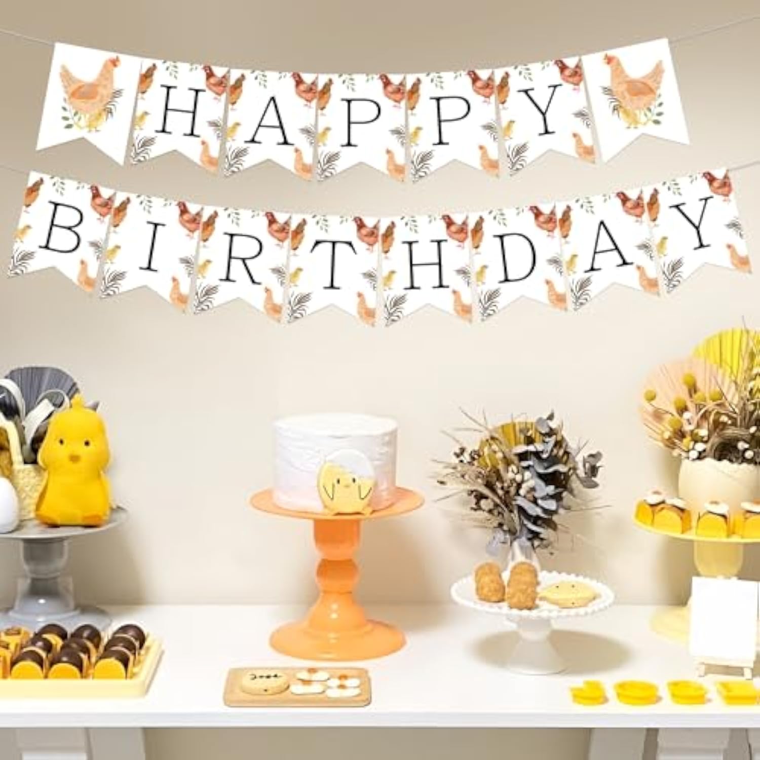 Barnyard Farm Animal Birthday Banner - Hen & Chick Themed Decor For Boys & Girls 1St-3Rd Birthdays