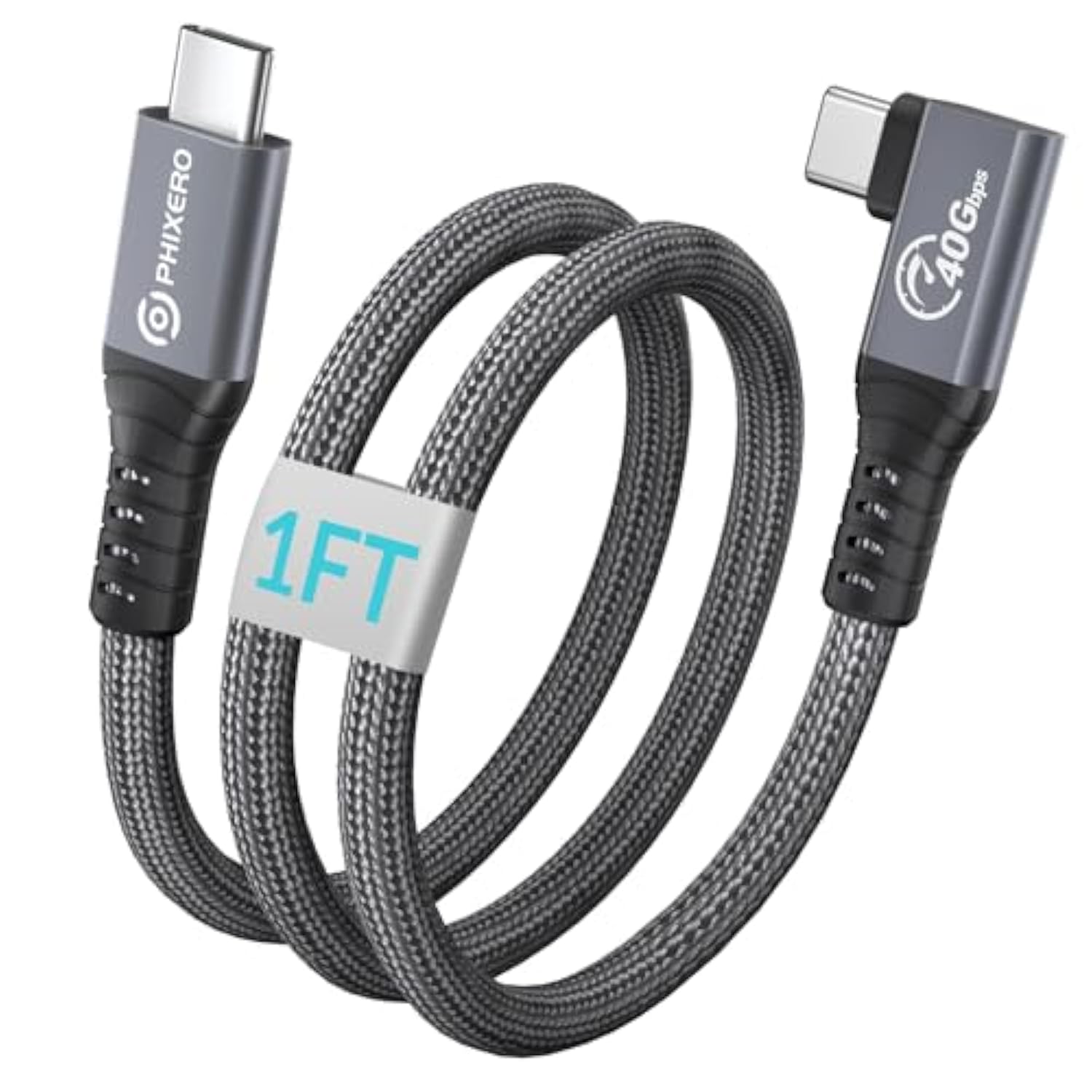 Cable Compatible With Thunderbolt 4 Cable 1Ft, Right Angle Usb4 Cable, With 40