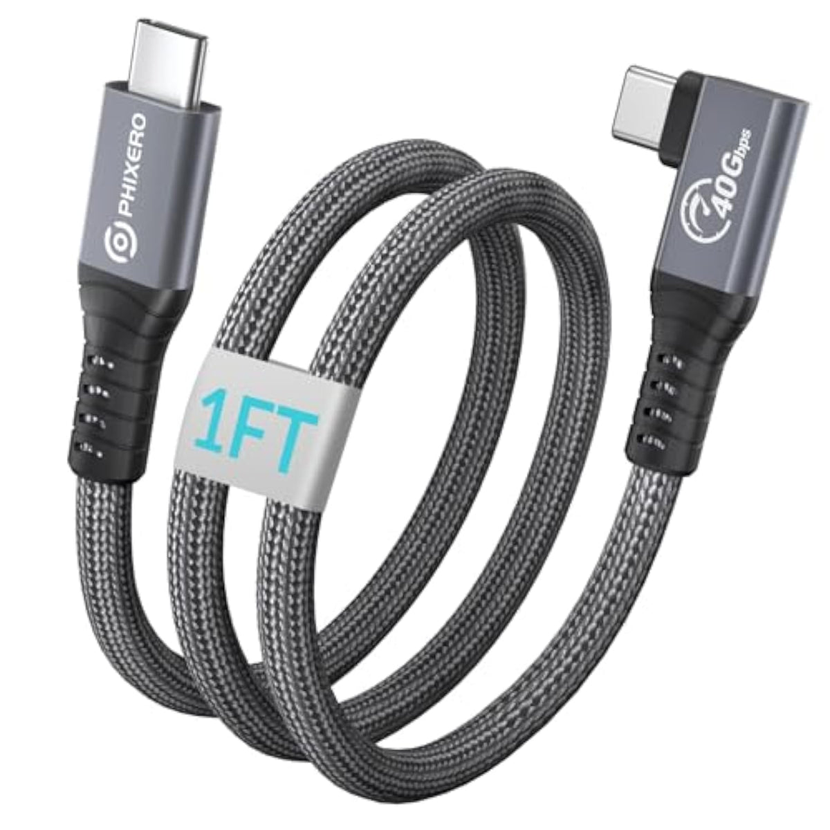 Cable Compatible With Thunderbolt 4 Cable 1Ft, Right Angle Usb4 Cable, With 40