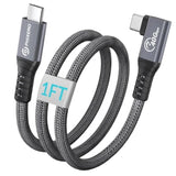 Cable Compatible With Thunderbolt 4 Cable 1Ft, Right Angle Usb4 Cable, With 40