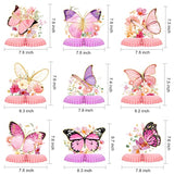 9-Piece Glitter Butterfly Honeycomb Centerpieces for Girls Birthday & Events
