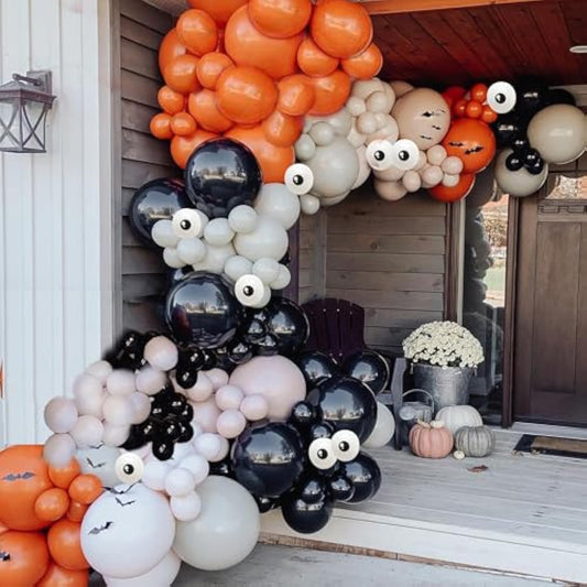 169Pcs Halloween Balloons Garland Kit For Parties - Orange Apricot Off-White Balloons Arch Kit For Baby Shower, Birthday, Halloween