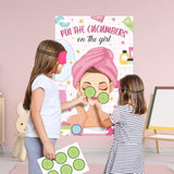 42 Pcs Spa Party Games Pin The Cucumbers On The Girl With Cucumber Stickers And Blindfolds, Large Spa Party Games Poster For Kids Girls Women Birthday Party Carnival Supplies
