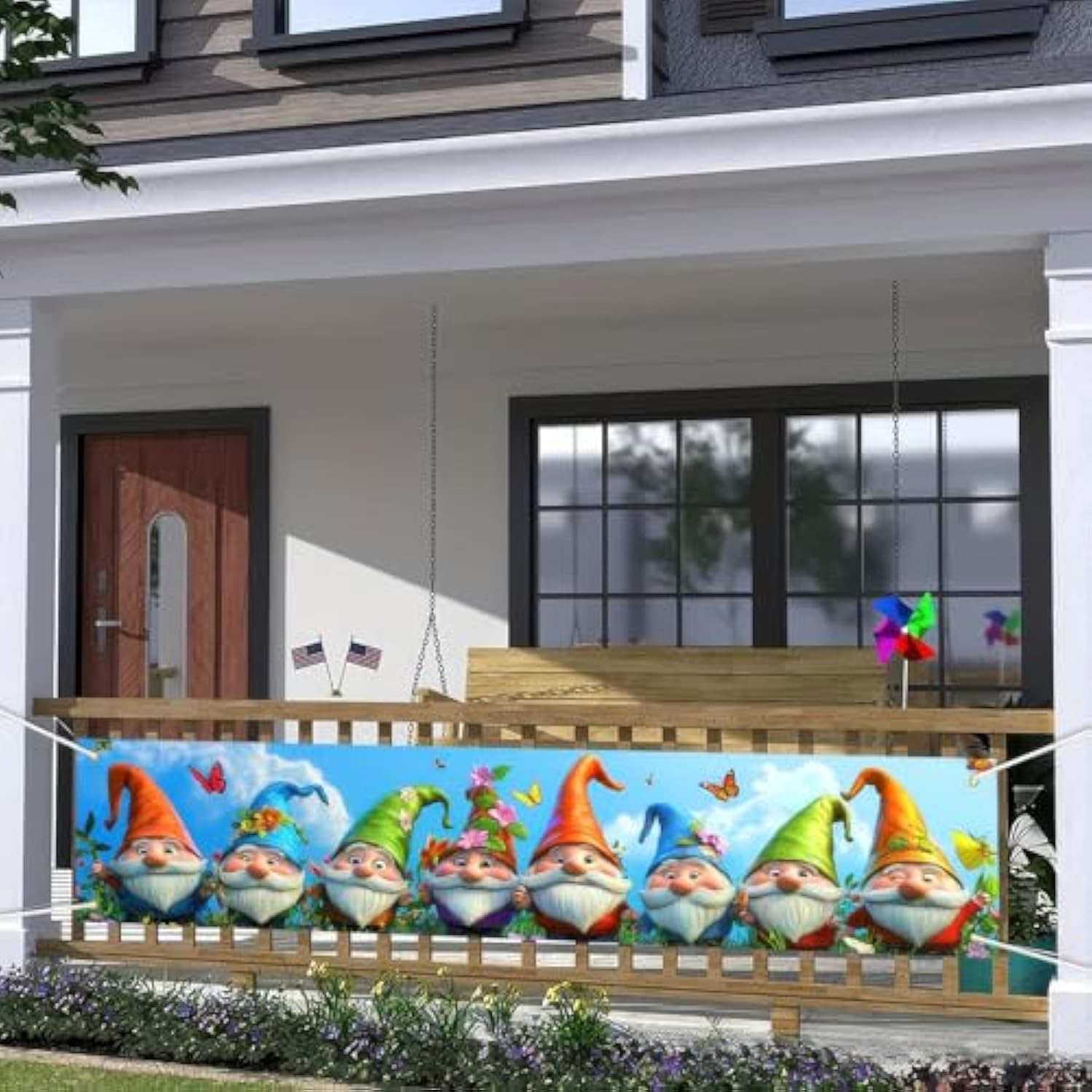 Welcome Spring Summer Banner Spring Cute Gnomes Outdoor Decoration Seasonal Party Theme Shoot Background Banner Hello Spring Party Decorations Outdoor Garden Decoration 78 * 17 Inches