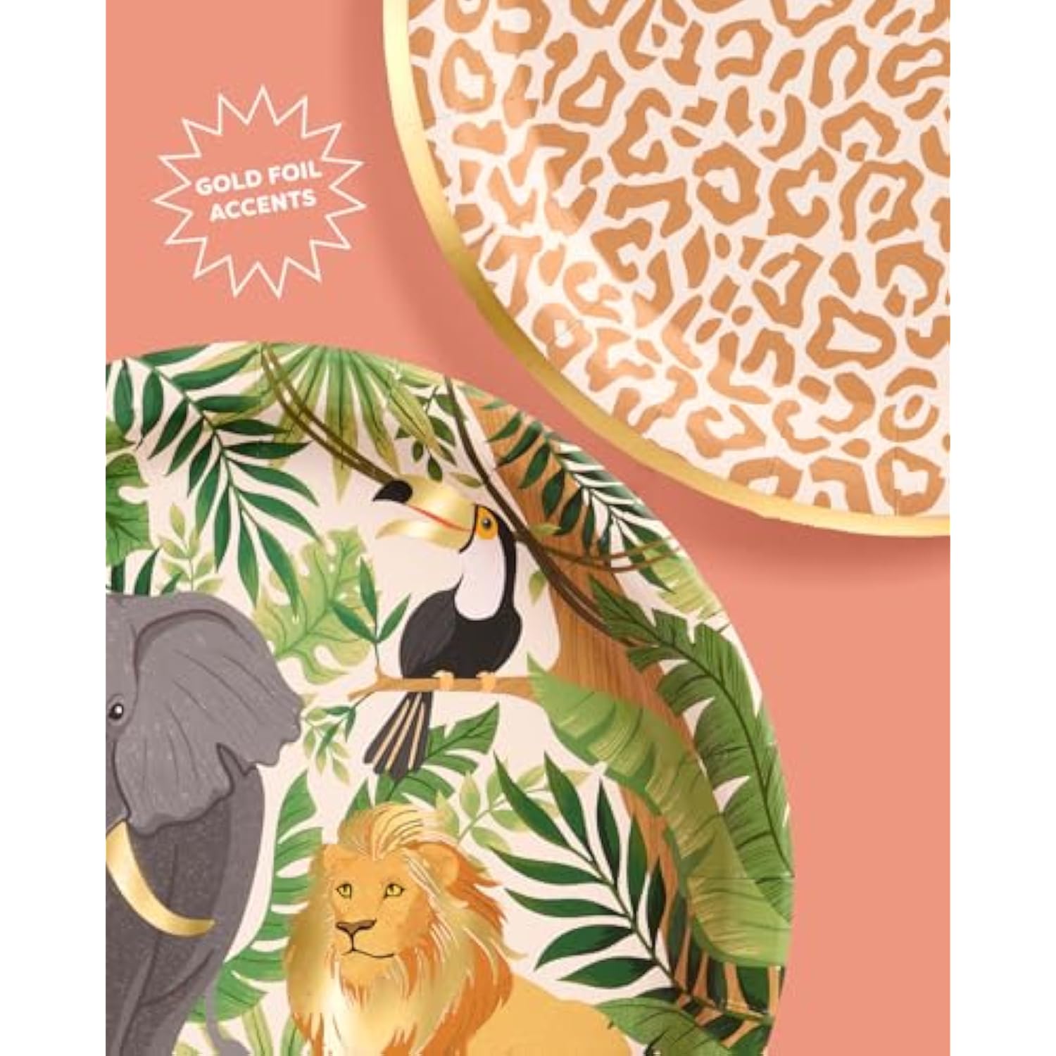 Animal Print Safari Paper Plates, 4 Designs | 24 Pcs 9" | Kids Decorations, Jungle Party Setting, Wild Birthday Decor, Rainforest Tablescape, Zoo Table Decor