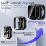 Privacy Waterproof Case Compatible For Apple Watch Screen Protector 46Mm 42Mm 45Mm 44Mm 41Mm 40Mm Ultra 2 49Mm Se Series 10 9 8 7 6 5 4, Anti Spy Face Cover Back Bumper For Iwatch Accessories