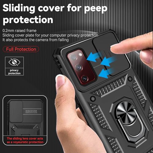 for Galaxy S20 FE 5G Case with Screen Protector: [Military Grade 20ft. Drop Tested] Ring Shockproof Protective Phone Case for -Samsung Galaxy S20 FE