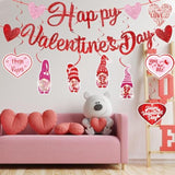 Happy Valentine'S Day Party Decorations, Red Glittery Happy Valentines Day Banner And Valentines Hanging Heart Swirls Decorations For Valentine'S Wedding Anniversary Party Supplies