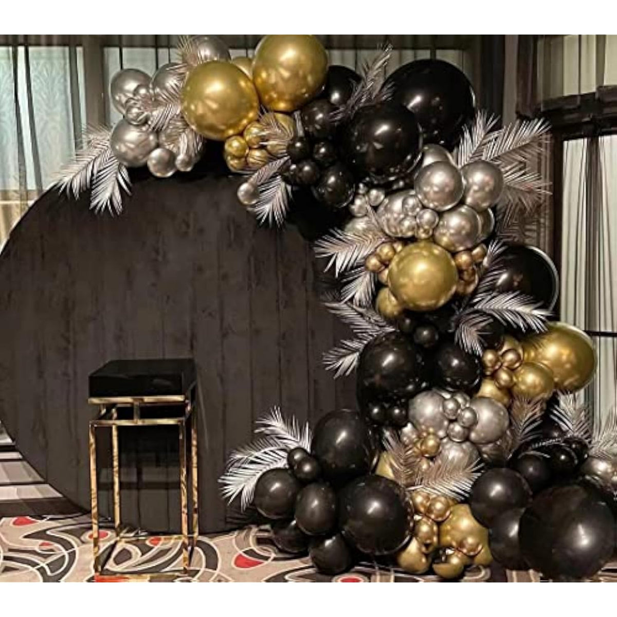 116pcs Black Gold Silver Balloon Arch Kit for 1920s, NYE, Graduation & Party Decor