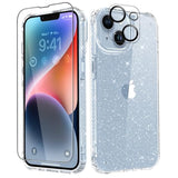 Compatible With Iphone 14 Plus Case With Screen Protector + Camera Lens Protector, [Non-Yellowing] Clear Glitter Protective Shockproof Phone Case For Women Girls, 6.7 Inch - Sparkle Clear