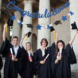 Congratulations Banner Blue Graduation Decorations Class of 2026 Prestrung Congrats Grad Banner for Middle School High School College Graduate Party Decorations