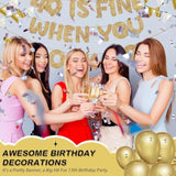 Pre Strung 40 Is Fine When You Look 29 Banner Glitter Happy 40Th Birthday Banner Funny 40Th Birthday Sign 1985 Party Decorations For Men Women(Champagne Gold)