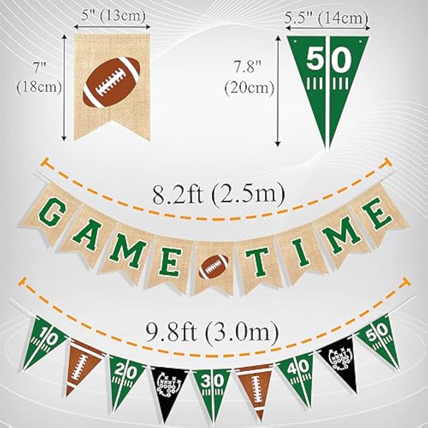 Game Time Burlap Football Banner for Sports Party Décor