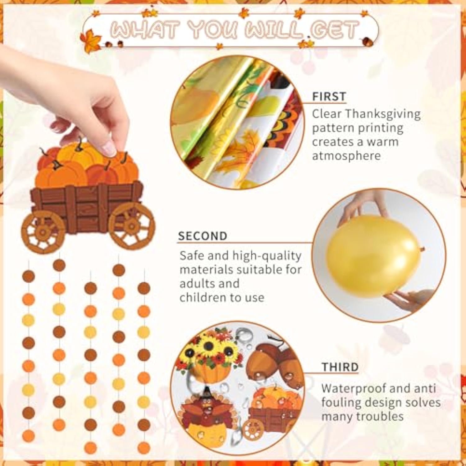 29 Pcs Happy Thanksgiving Balloons Friendsgiving Banner Maple Leaf Turkey Party Decor