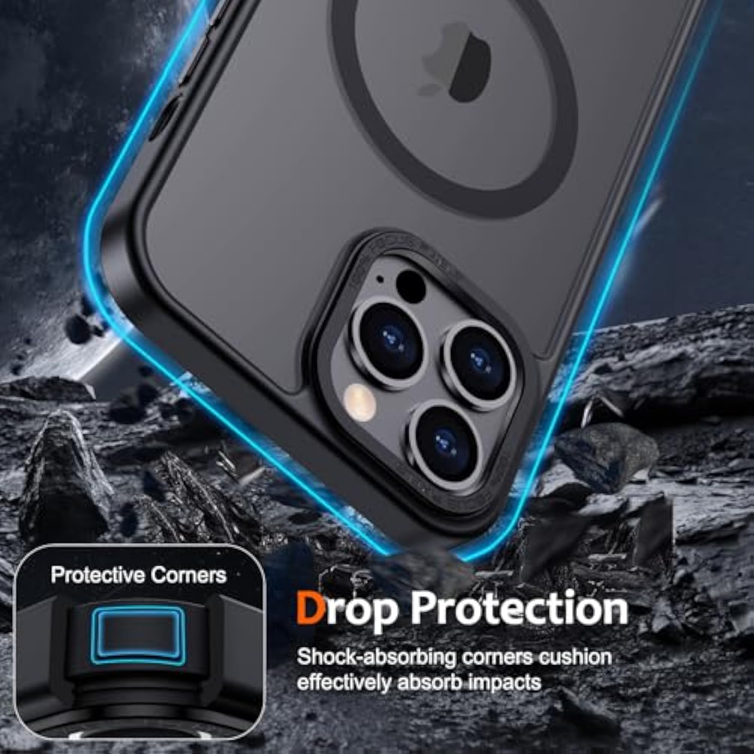 iPhone 13 Pro Max Magnetic Case Magsafe Compatible Soft TPU Shockproof Black