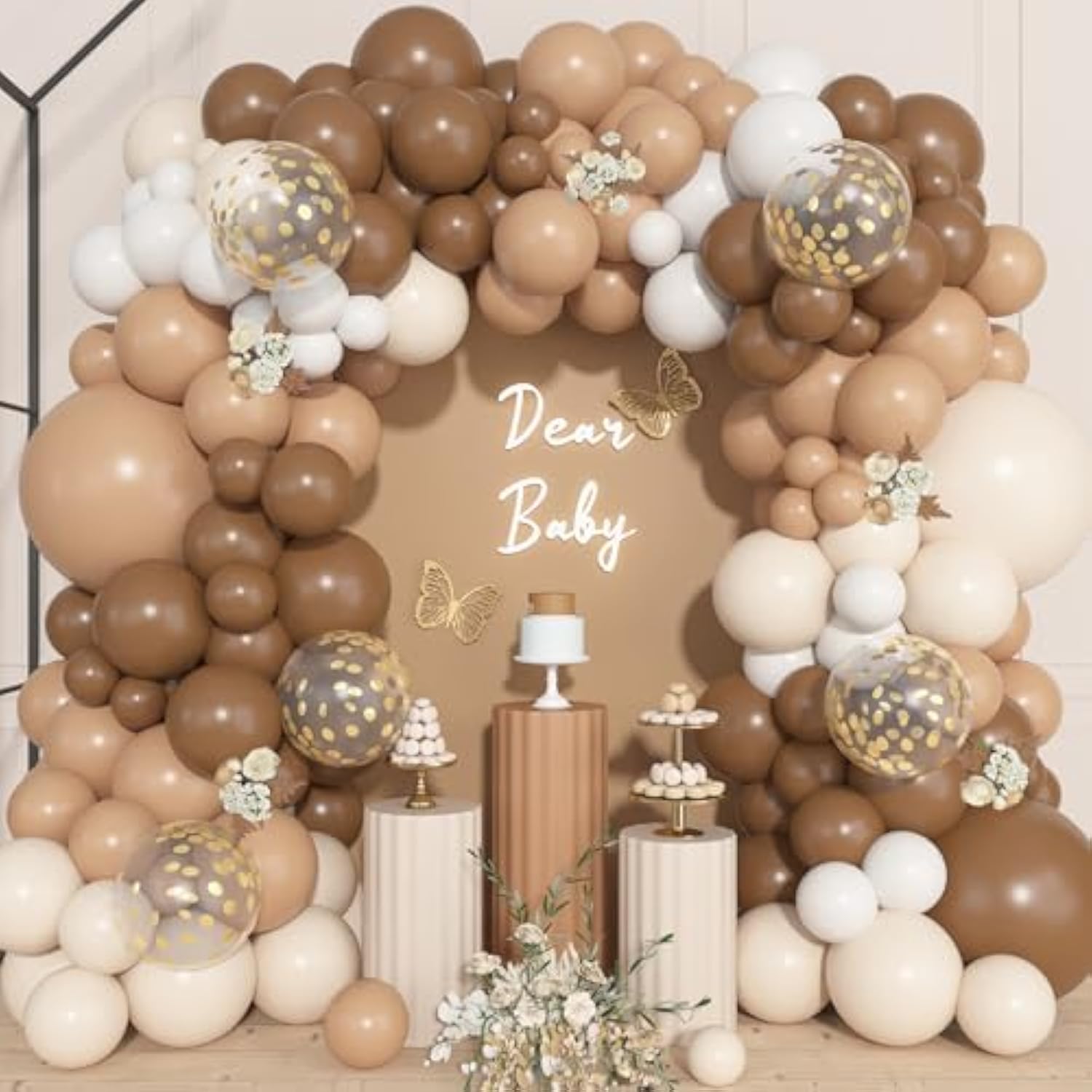 157-Pcs Brown & Neutral Balloon Garland Arch Kit for Parties & Showers