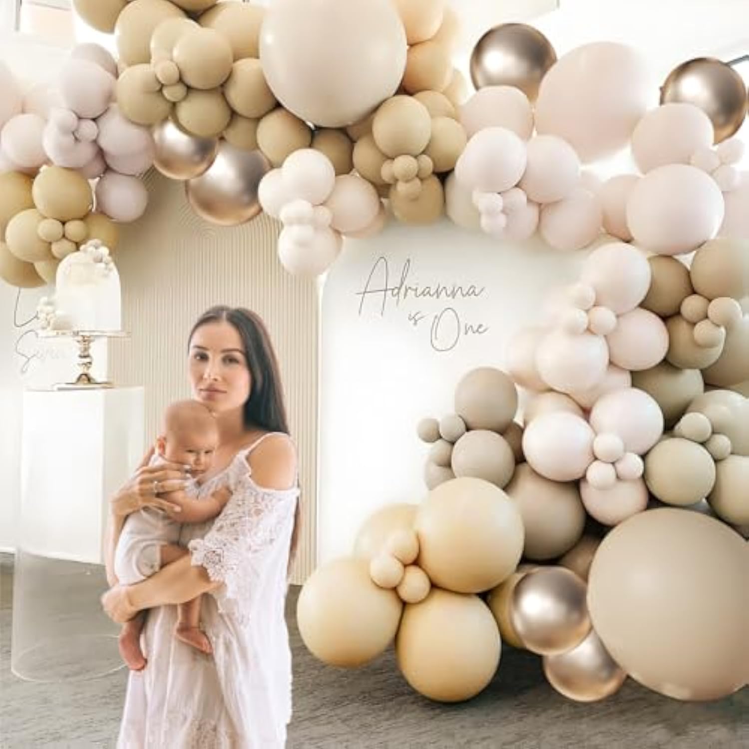 Boho Neutral Balloon Arch Kit - 166PC Pastel & Gold Garland