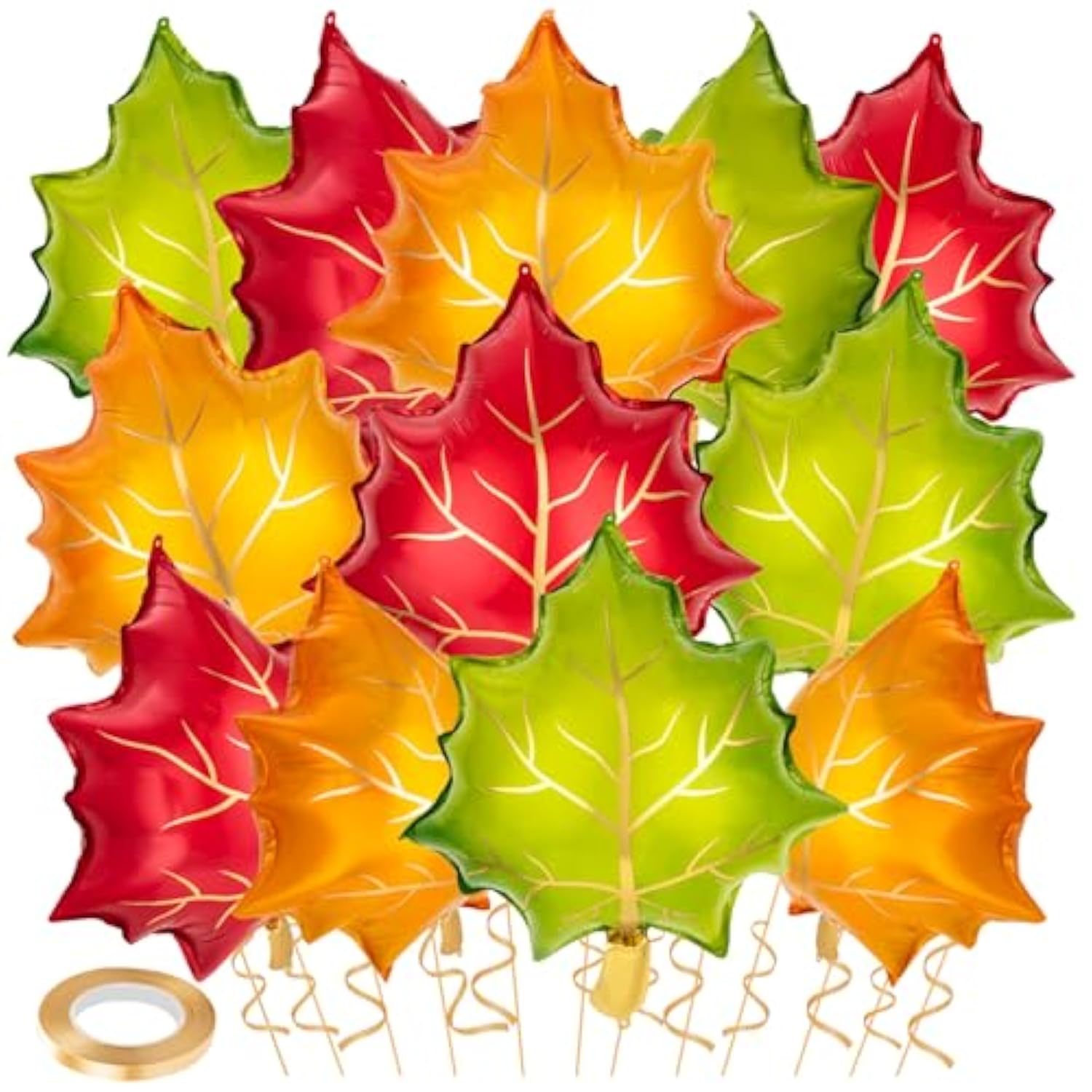 Maple Leaf Foil Balloons - 12 Pcs Autumn Thanksgiving Decorations