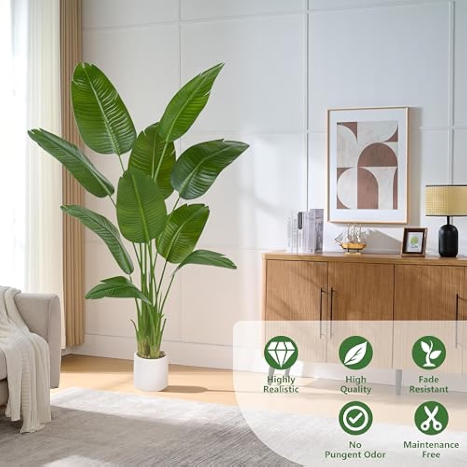 Bird Of Paradise Artificial Tree, 6Ft Tall Faux Plant, Fake Banana Leaf Plant Indoor, Faux Palm Tree Faux Floor Plants Tropical Tree In Pot, Present For Friend Housewarming Decor