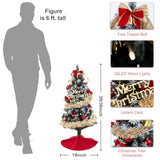 3Ft Christmas Tree With Lights, Christmas 36Inch Small Artificial Tabletop Tree, Xmas Desk Mini Tree With 50 Led Lights, Hanging Ornaments Decorations, Holiday Tree For Home Decor, Indoor, Office