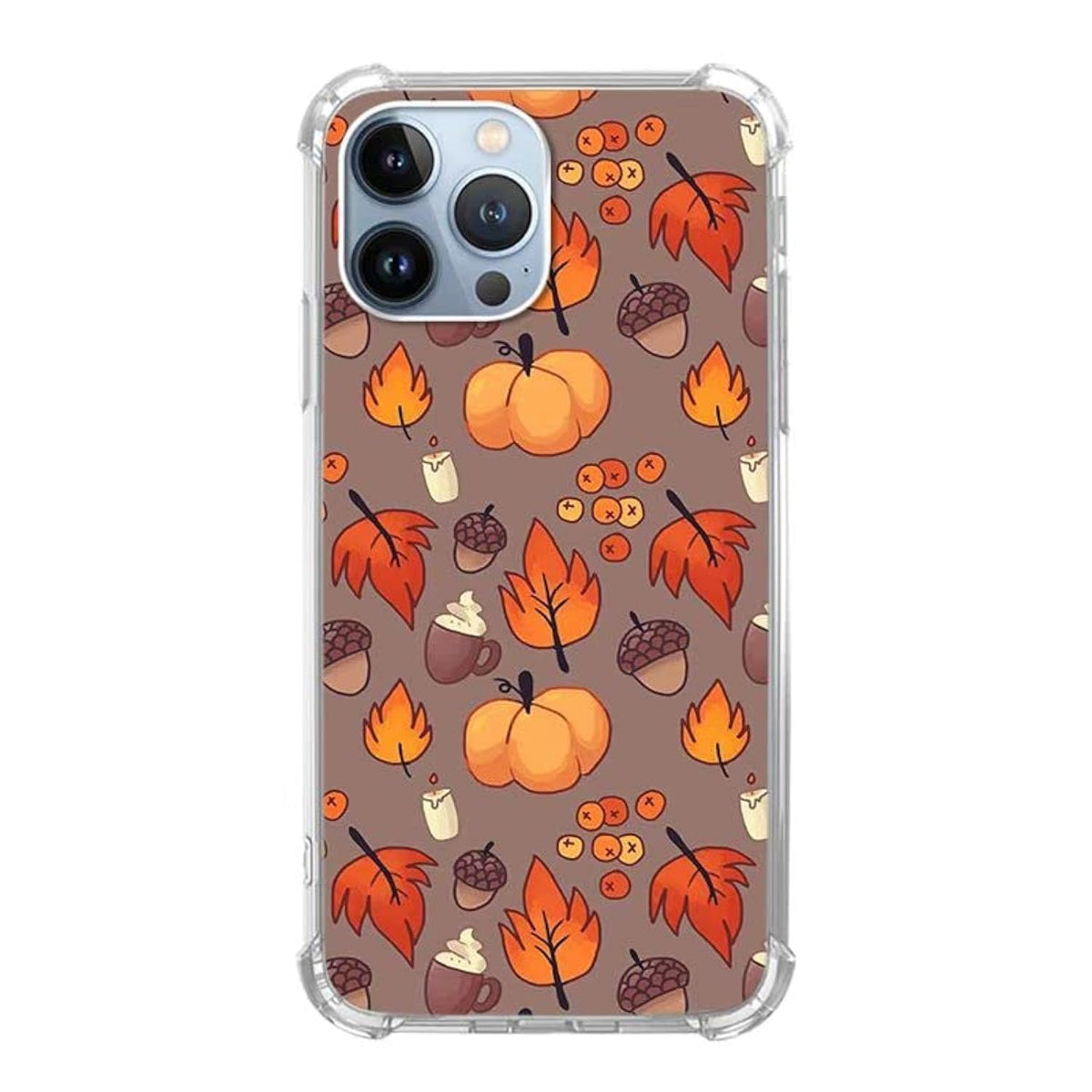 Fall Leaves Pumpkin Acorns Case Compatible With Iphone 14 Pro, Aesthetic Autumn Halloween Case For Iphone 14 Pro For Teens Men And Women, Cool Tpu Bumper Phone Case Cover