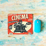 Cinema Poster Square Mousepads Desktop Notebook Mouse Mat Grunge Cinema Movie Projector Theater Mouse Pads For Working And Gaming Office Accessories Desk 9.5X7.9 Inch