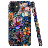Colorful Floral Flower Art Phone Case for iPhone 11 - 2-Layer Hard Shell Case for Girls and Boys