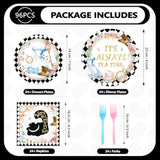 96 Pcs Alice In Onderland Party Decorations Tea Party Theme Birthday Baby Shower Paper Plates And Napkins Disposable Dessert Tableware Set For Girls Kids Birthday Baby Shower Decor Serves 24
