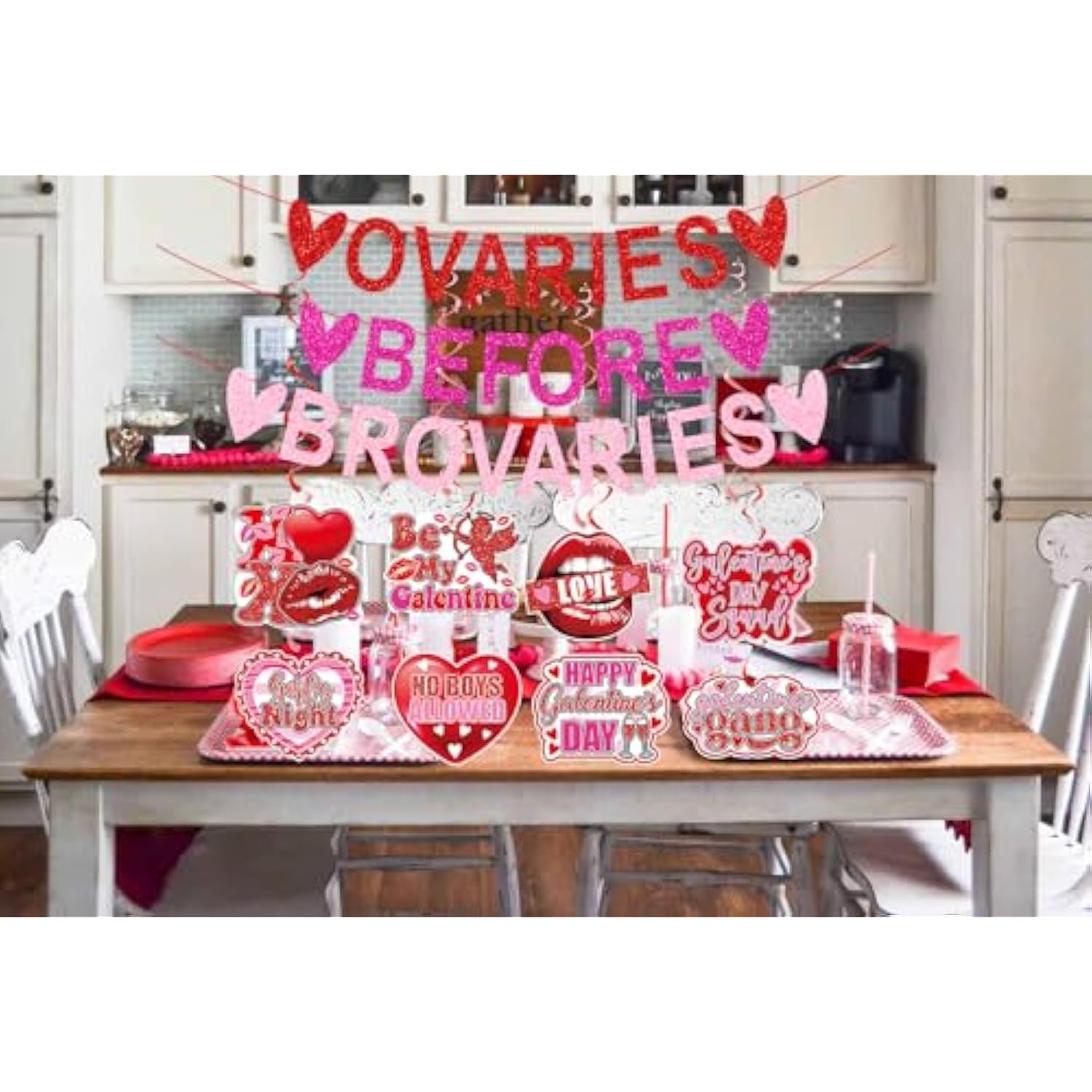 Ovaries Before Brovaries Banner, Happy Galentine’S Day Banner, Galenti