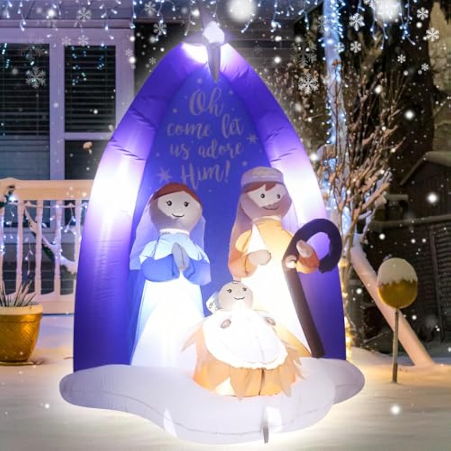 6Feet Inflatable Jesus Nativity Scene Outdoor Christmas Decoration With Led Lights,Indoor Outdoor Holiday Nativity Set D