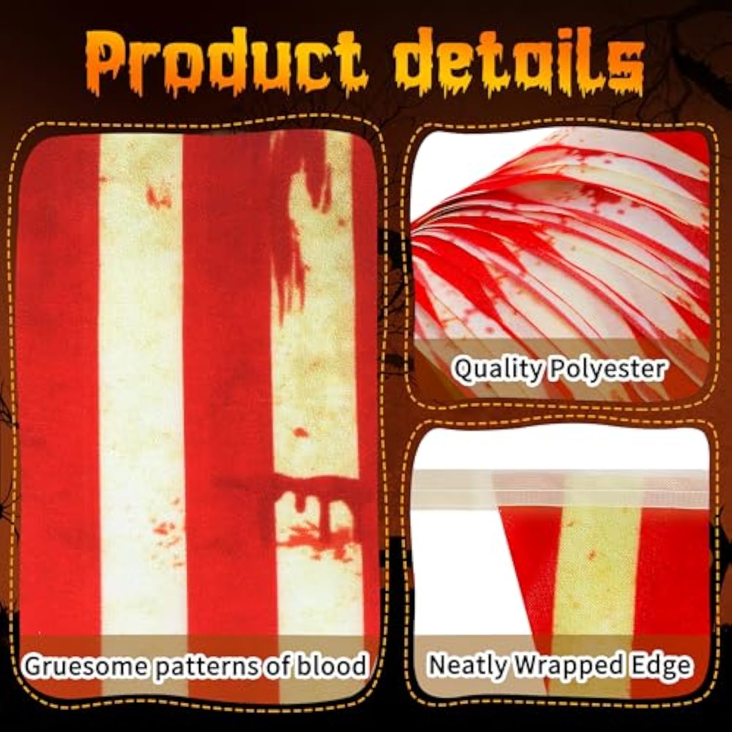 6 Pack Halloween Bloody Pennant Banner Creepy Circus Triangle Flag Decorations