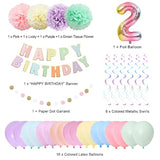 40" Rainbow Gradient Number 2 Balloon & Happy Birthday Banner 2nd Party Decor