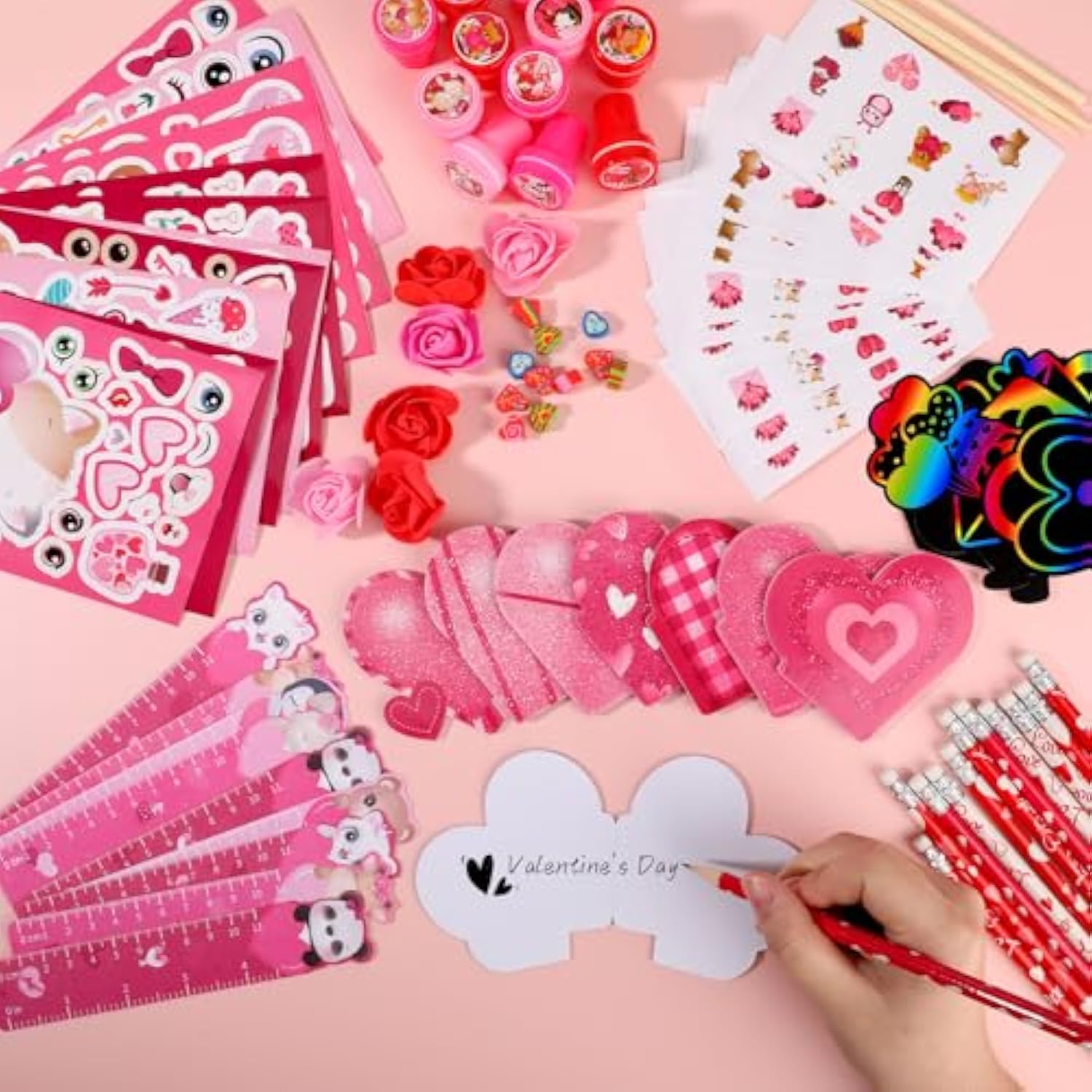 Valentines Day Stationery Gifts Set For Kids Hearts Pencils Erasers Stickers School Classroom Exchange Reward Prizes Bulk For Students Valentine’S Party Favors Goodie Bag Filler?108Pcs?