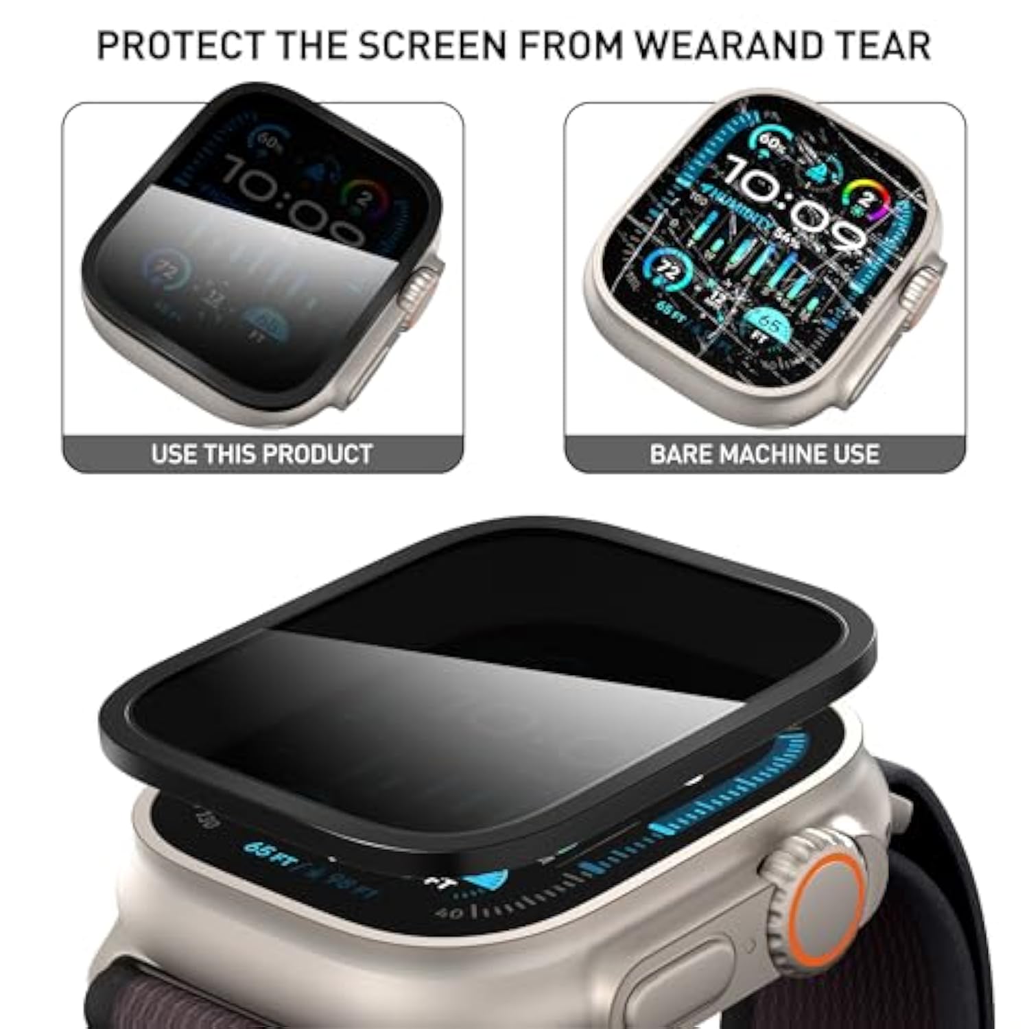 2-Pack For Apple Watch Ultra/Ultra 2 49Mm Privacy Screen Protector, [Anti-Peeping] Tempered Glass Ultra-Thin Full Coverage Protective Film -Black+Titanium