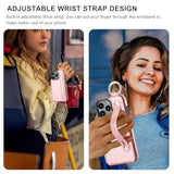 For Iphone 16 Pro Max Wallet Case With Card Holder, Hand Wrist Strap Loop Holder Kickstand, Rfid Blocking Finger Grip Ring Pu Leather Double Buttons Shockproof Cover 6.9" Rose Gold