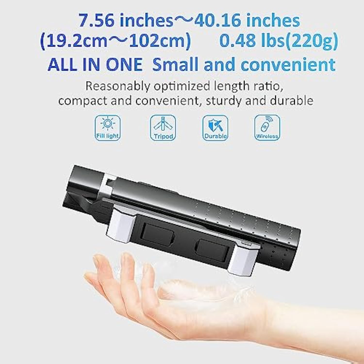 41in Selfie Stick Tripod with 2 Rechargeable Lights Bluetooth Remote