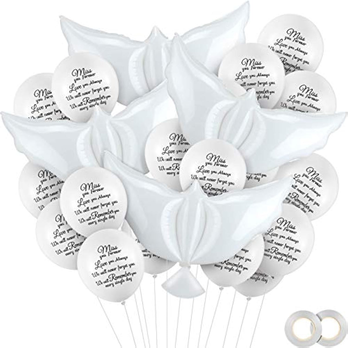 36 Pieces Memorial Balloons To Release In Sky Memory Peace Dove Balloons Helium For Funeral, Condolence, Funeral, Anniversary, Memorial Services(White)